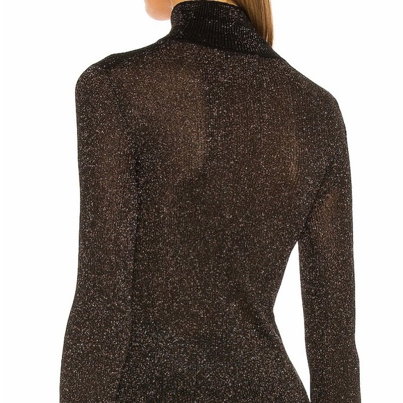 rag & bone Cherie black and gold metallic gunmetal turtleneck. Sz Med.  NWT!! - Picture 3 of 6